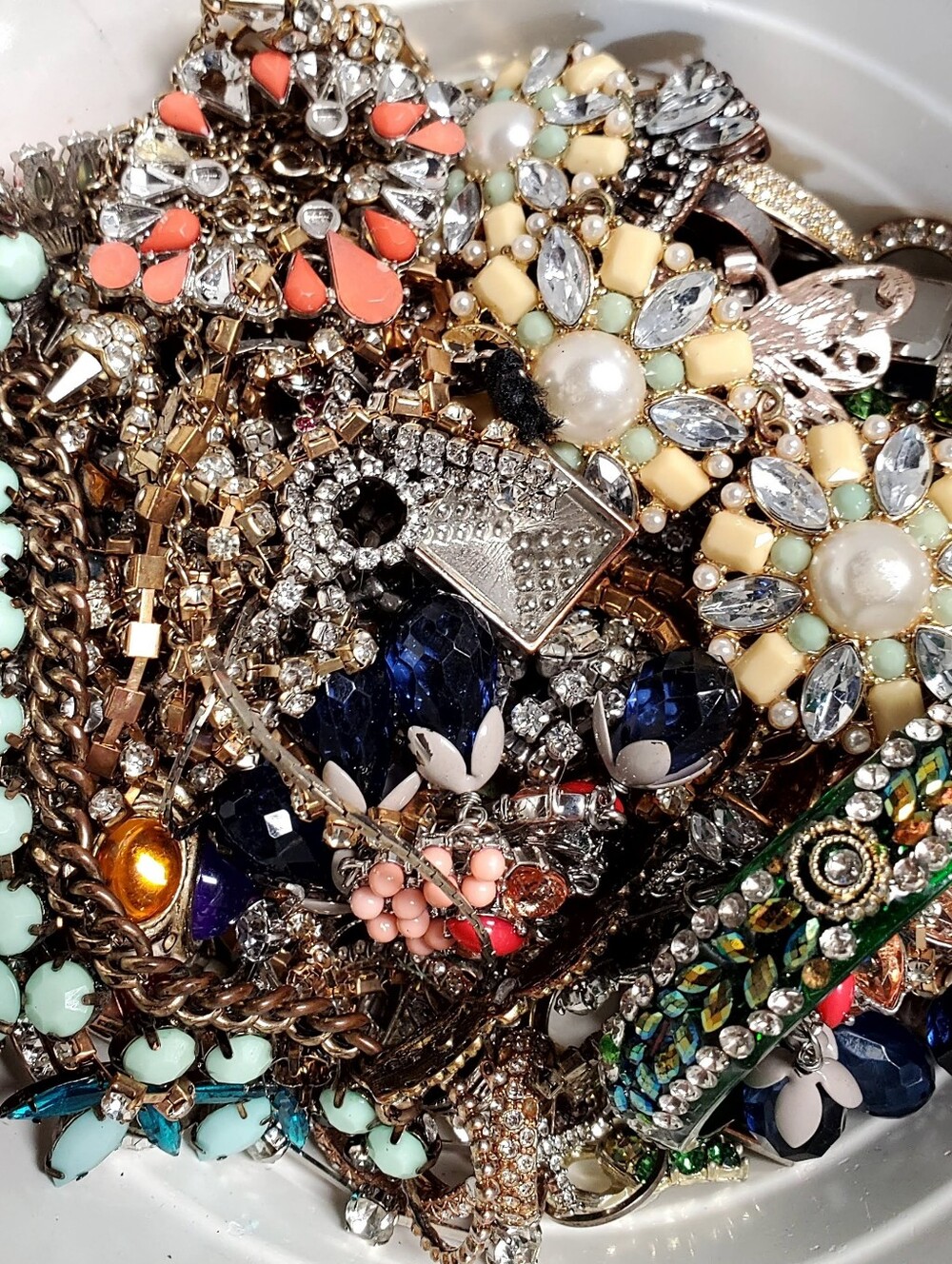 Rhinestone Harvest Junk Jewelry Lot for Crafting Creating Repairing